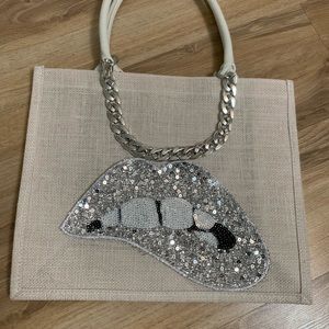 Silver chain white tote